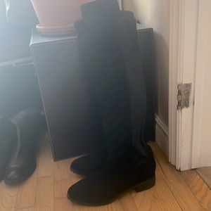 Blondell waterproof, two-tone, suede and nylon over the knee winter boots,  9.5